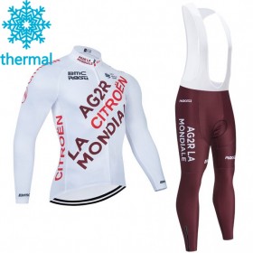 Tenue Maillot M/L + Collant à Bretelles 2021 AG2R Citroen Team Hiver Thermal Fleece N001